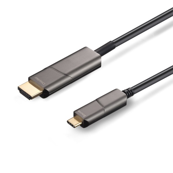 USB Type-C to HDMI AOC, Hybrid 10Gbps 4k60 DP 1.2 Active Optical Cable