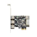 PCIe x1 4-port USB 3.0 Host Card, 3 External USB-A & 1 Internal USB-A Port