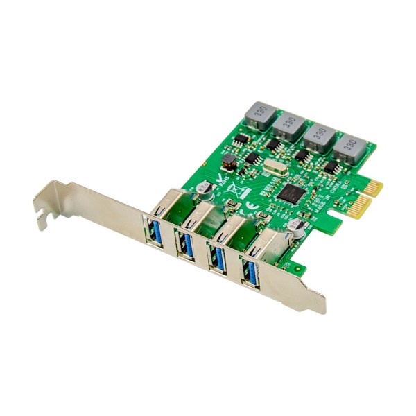 PCIe x1 4-port USB 3.0 Type-A Bus Powered USB Host Card