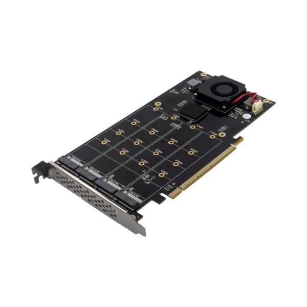 PCIe 3.0 x16 4-port M.2 M-key NVMe SSD Expansion Card