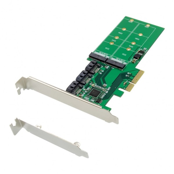 PCIe 3.0 x4 2-port M.2 B-key & 3-port SATA III Expansion Card