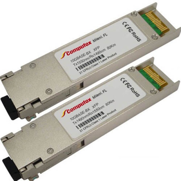 XFP-10G-BIDI-PAIR-80KM - Pair - 10GBase-BX XFP Transceivers (SMF, 80KM, Simplex LC, DOM)