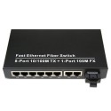 Dual Fiber 10/100Base-TX to 100Base-FX Fast Ethernet Standalone Fiber Media Converter, 1-port Fiber & 8-port RJ45, 1310nm Multimode, 2km