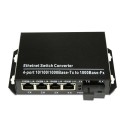 Single Fiber Gigabit Ethernet WDM / BiDi Fiber Media Converter, 1-port Fiber & 4-port RJ45, Tx:1310nm/Rx:1550nm, Singlemode, 20km