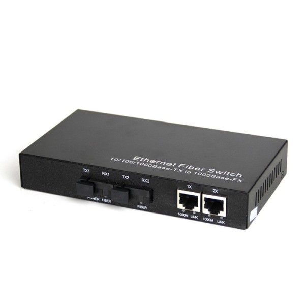 Single Fiber Gigabit Ethernet WDM / BiDi Fiber Media Converter, 2-port Fiber & 2-port RJ45, Tx:1310nm/Rx:1550nm, Singlemode, 20km