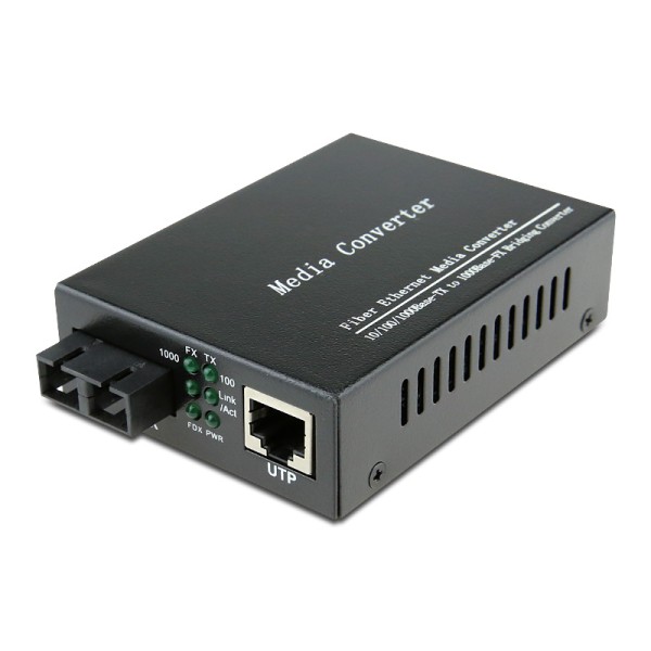 Dual Fiber 10/100/1000Base-TX to 1000Base-EX Gigabit Ethernet Standalone Fiber Media Converter, 1-port Fiber & 1-port RJ45, 1310nm Singlemode, 40km