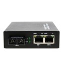 Dual Fiber 10/100/1000Base-TX to 1000Base-EX Gigabit Ethernet Standalone Fiber Media Converter, 1-port Fiber & 2-port RJ45, 1310nm Singlemode, 40km