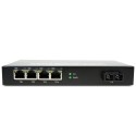 Dual Fiber 10/100/1000Base-TX to 1000Base-LX Gigabit Ethernet Standalone Fiber Media Converter, 1-port Fiber & 4-port RJ45, 1310nm Multimode, 2km