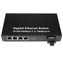 Dual Fiber 10/100/1000Base-TX to 1000Base-LX Gigabit Ethernet Standalone Fiber Media Converter, 1-port Fiber & 4-port RJ45, 1310nm Multimode, 2km