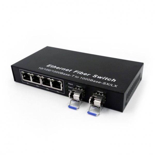 2-port GE SFP & 4-port 10/100/1000Base-T RJ45, Gigabit Ethernet Switch / SFP Media Converter