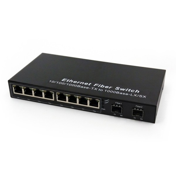 2-port GE SFP & 8-port 10/100/1000Base-T RJ45, Gigabit Ethernet Switch / SFP Media Converter